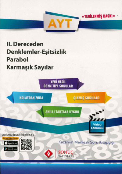 AYT 2. DERECEDEN DENKLEMLER EŞİTSİZLİK PARABOL KARMAŞIK SAYILAR SORU KİTAPÇIĞI Fotokopi GO - Tüm Sınavlarda Daha İleriye