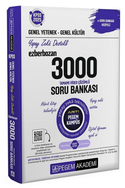 2025 KPSS Genel Yetenek Genel Kültür Ezberbozan 3000 Tamamı Çözümlü Soru Bankası Pegem Akademi Fotokopi GO - Tüm Sınavlarda Daha İleriye