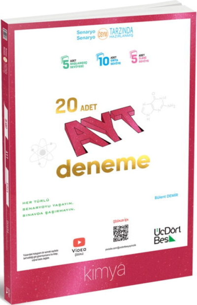 AYT Kimya 20 Deneme ÜçDörtBeş Yayınları Fotokopi GO - Tüm Sınavlarda Daha İleriye