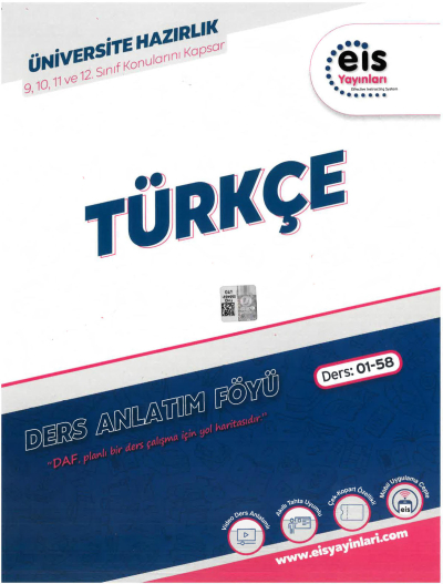 TYT AYT Türkçe Ders Anlatım Föyü Eis Yayınları (Ders: 01-58) 9-10-11-12. Sınıf Konularını Kapsar Fotokopi GO - Tüm Sınavlarda Daha İleriye