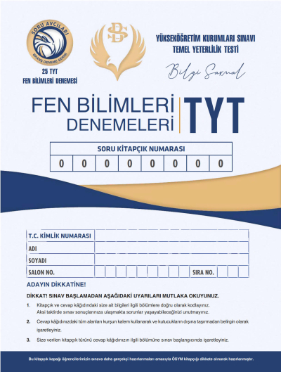 TYT FEN BİLİMLERİ DENEMELERİ 25*20 Fotokopi GO - Tüm Sınavlarda Daha İleriye