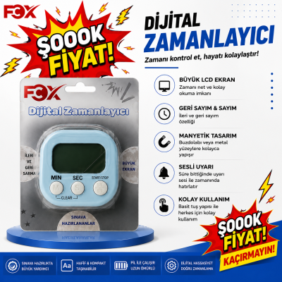Öğrenci Kronometresi Dijital Zamanlayıcı Mıknatıslı FCZ-100 (Mavi) Fotokopi GO - Tüm Sınavlarda Daha İleriye