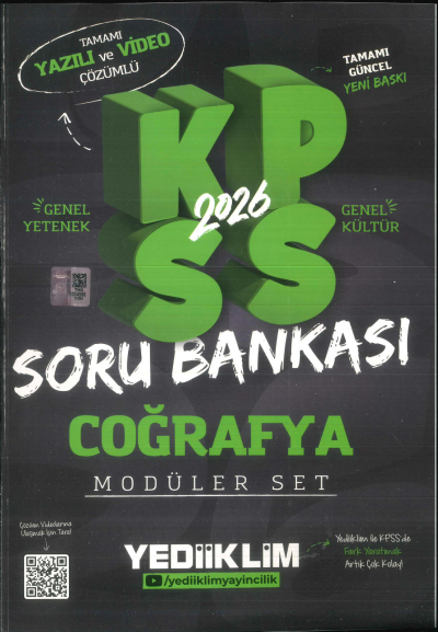 COĞRAFYA 2026 KPSS Genel Yetenek Genel Kültür Hem Yazılı Hem Video Çözümlü Soru Bankası Modüler Yediiklim Yayınları