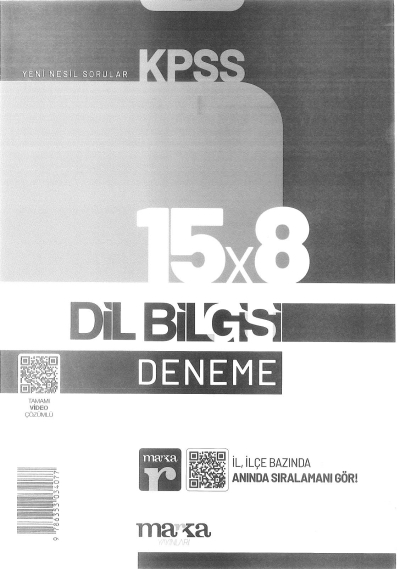 DİL BİLGİSİ 15*8 DENEME VİDEO ÇÖZÜMLÜ Fotokopi GO - Tüm Sınavlarda Daha İleriye