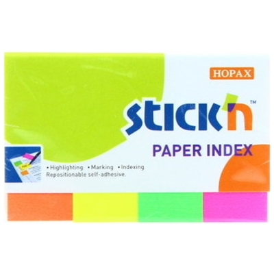Stickn Yapışkanlı Kağıt Ayraç Neon 4 Renk 50x20 200 Yaprak Fotokopi GO - Tüm Sınavlarda Daha İleriye