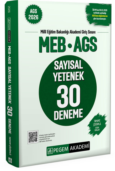 2026 MEB-AGS Sayısal Yetenek 30 Deneme Çözümlü Pegem Akademi Yayınları Fotokopi GO - Tüm Sınavlarda Daha İleriye
