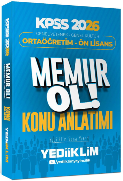 2026 KPSS Lise Ortaöğretim Ön Lisans MEMUR OL Konu Anlatımlı Tek Kitap Yediiklim Yayınları Fotokopi GO - Tüm Sınavlarda Daha İleriye