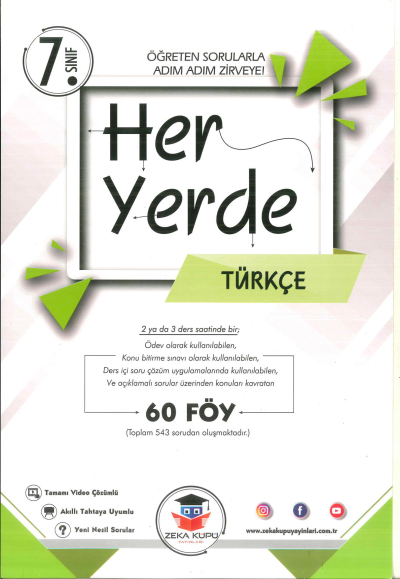 7. Sınıf Her Yerde Türkçe Soru Bankası Zeka Küpü Yayınları Fotokopi GO - Tüm Sınavlarda Daha İleriye