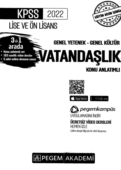 2022 KPSS LİSE VE ÖNLİSANS VATANDAŞLIK KONU ANLATIMI Fotokopi GO - Tüm Sınavlarda Daha İleriye