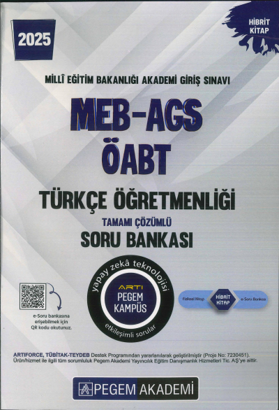 2025 MEB-AGS-ÖABT Türkçe Öğretmenliği Tamamı Çözümlü Soru Bankası Pegem Akademi Yayıncılık Fotokopi GO - Tüm Sınavlarda Daha İleriye