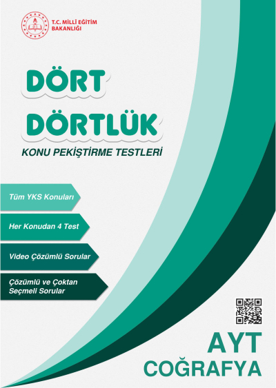 Dört Dörtlük Konu Pekiştirme Testleri AYT Coğrafya Fotokopi GO - Tüm Sınavlarda Daha İleriye