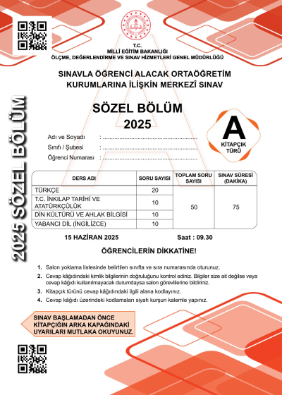2025 LGS Sınav Soruları (Sözel- Sayısal Beraber) Fotokopi GO - Tüm Sınavlarda Daha İleriye