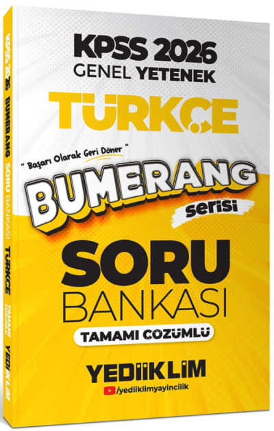 2026 KPSS Türkçe Bumerang Soru Bankası Çözümlü Yediiklim Yayınları Fotokopi GO - Tüm Sınavlarda Daha İleriye
