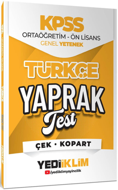 2026 KPSS Ortaöğretim-Önlisans Türkçe Çek Kopart Yaprak Test Yediiklim Yayınları Fotokopi GO - Tüm Sınavlarda Daha İleriye