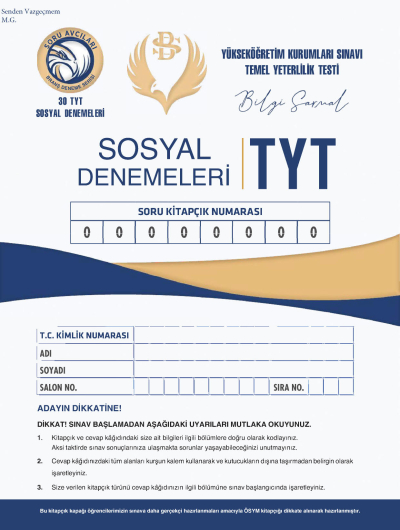 TYT Sosyal Denemeleri Bilgi Sarmal Fotokopi GO - Tüm Sınavlarda Daha İleriye