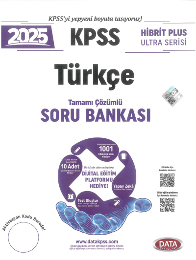 2025 KPSS Türkçe Hibrit Plus Ultra Serisi Karekod Çözümlü Soru Bankası Data Yayınları Fotokopi GO - Tüm Sınavlarda Daha İleriye