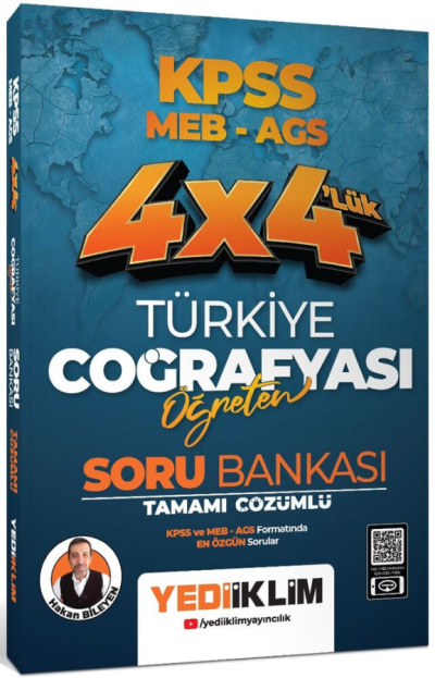 2025 KPSS MEB AGS 4x4 Öğreten Türkiye Coğrafyası Tamamı Çözümlü Soru Bankası Yediiklim Yayınları
