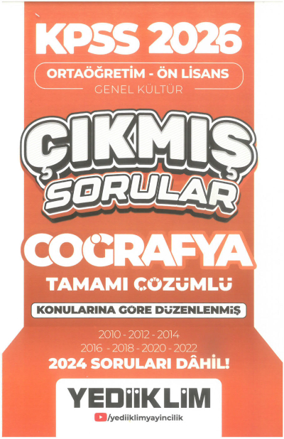 2026 KPSS Ortaöğretim-Önlisans Coğrafya Konularına Göre Çıkmış Sorular(2024 soruları dahil) Yediiklim Yayınları Fotokopi GO - Tüm Sınavlarda Daha İleriye