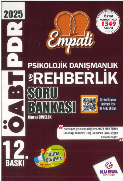 2025 AGS ÖABT Empati Psikolojik Danışmanlık ve Rehberlik Çözümlü Soru Bankası Kurul Yayıncılık Fotokopi GO - Tüm Sınavlarda Daha İleriye