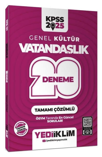 2025 KPSS Genel Kültür Vatandaşlık Tamamı Çözümlü 20 Deneme Yediiklim Yayınları Fotokopi GO - Tüm Sınavlarda Daha İleriye