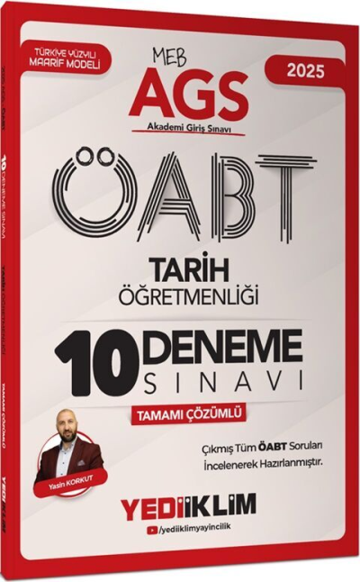 2025 MEB AGS ÖABT Tarih Öğretmenliği Tamamı Çözümlü 10 Deneme Sınavı Yediiklim Yayınları Fotokopi GO - Tüm Sınavlarda Daha İleriye