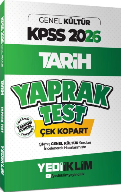 2026 KPSS Genel Kültür Tarih Çek Kopart Yaprak Test Yediiklim Yayınları Fotokopi GO - Tüm Sınavlarda Daha İleriye