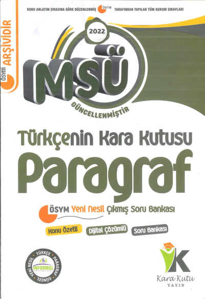 MSÜ TÜRKÇENİN KARA KUTUSU PARAGRAF SORU BANKASI