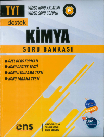 TYT Kimya Destek Soru Bankası Ens Yayıncılık Fotokopi GO - Tüm Sınavlarda Daha İleriye