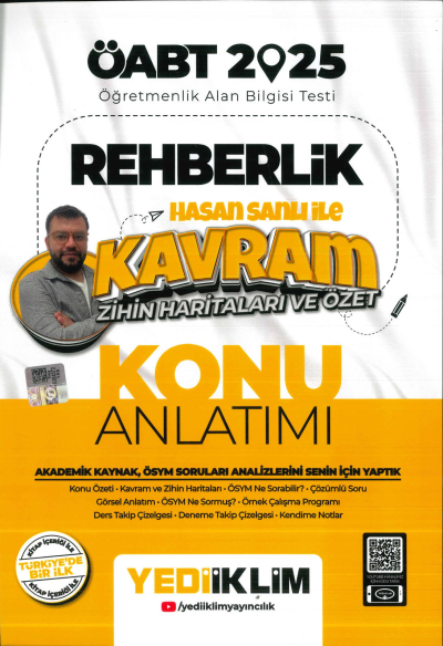 2025 ÖABT Rehberlik Hasan Sanlı ile Kavram Zihin Haritaları ve Özet Konu Anlatımı Yediiklim Yayınları Fotokopi GO - Tüm Sınavlarda Daha İleriye