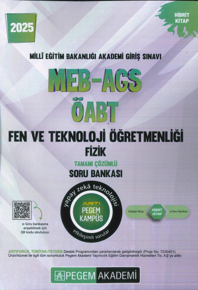 2025 MEB-AGS-ÖABT Fen ve Teknoloji Öğretmenliği Fizik Tamamı Çözümlü Soru Bankas Pegem Akademi Yayıncılık Fotokopi GO - Tüm Sınavlarda Daha İleriye