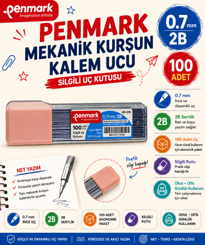 PENMARK SİLGİLİ UÇ KALEM UCU 0.7MM Fotokopi GO - Tüm Sınavlarda Daha İleriye