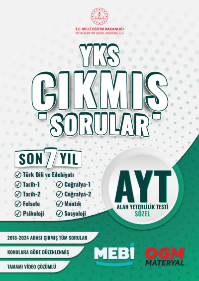 AYT Sözel Son 7 Yıl Çıkmış Sorular 2018-2024 MEBİ Fotokopi GO - Tüm Sınavlarda Daha İleriye