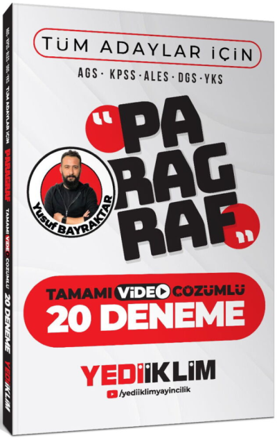 Tüm Adaylar İçin Paragraf Tamamı Video Çözümlü 20 Deneme Yediiklim Yayınları Fotokopi GO - Tüm Sınavlarda Daha İleriye