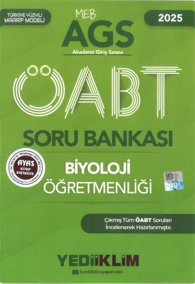 2025 MEB AGS ÖABT Biyoloji Öğretmenliği Soru Bankası Yediiklim Yayınları Fotokopi GO - Tüm Sınavlarda Daha İleriye
