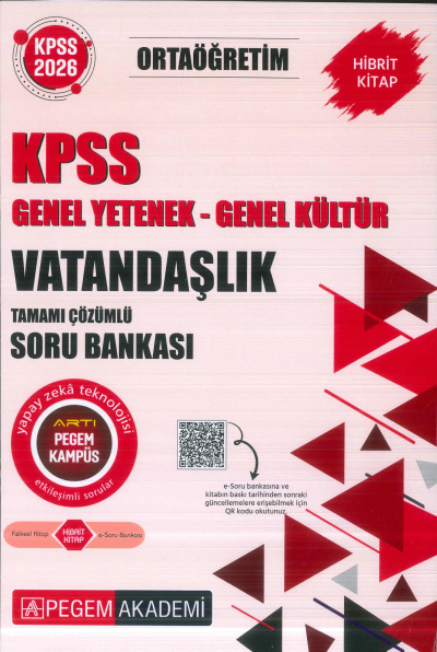 Ortaöğretim KPSS Vatandaşlık Tamamı Çözümlü Soru Bankası Pegem Akademi Fotokopi GO - Tüm Sınavlarda Daha İleriye
