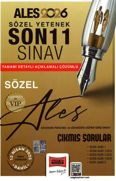 2026 ALES VIP Sayısal Yetenek Son 11 Sınav Çıkmış Sorular (13 Nisan 2025 Sınavı Dahil) Yargı Yayınları SÖZEL BÖLÜM Fotokopi GO - Tüm Sınavlarda Daha İleriye