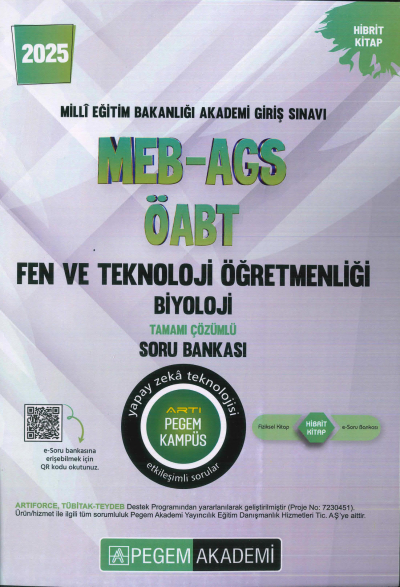 2025 MEB-AGS-ÖABT Fen ve Teknoloji Öğretmenliği Biyoloji Tamamı Çözümlü Soru Bankas Pegem Akademi Yayıncılık Fotokopi GO - Tüm Sınavlarda Daha İleriye