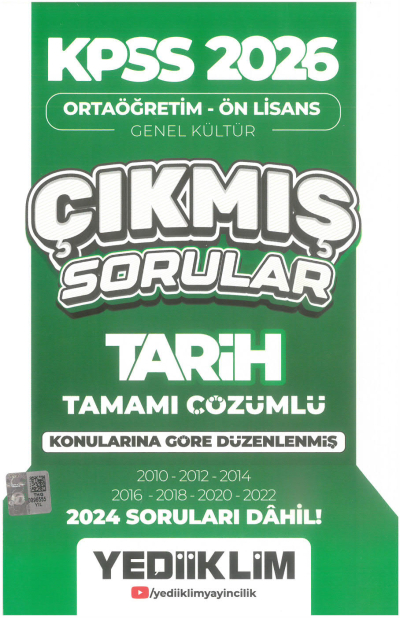 2026 KPSS Ortaöğretim-Önlisans Tarih Konularına Göre Çıkmış Sorular(2024 soruları dahil) Yediiklim Yayınları Fotokopi GO - Tüm Sınavlarda Daha İleriye