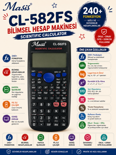 Masis CL-582FS Bilimsel Hesap Makinesi Fotokopi GO - Tüm Sınavlarda Daha İleriye