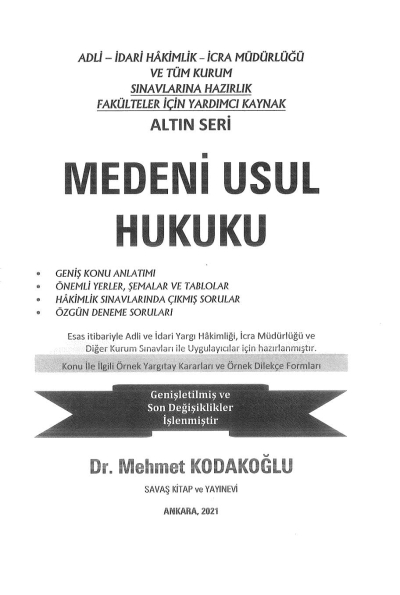 MEDENİ USUL HUKUKU ALTIN SERİ Fotokopi GO - Tüm Sınavlarda Daha İleriye