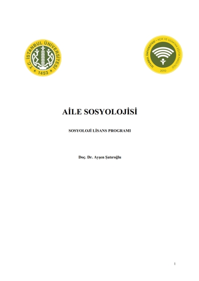 Aile Sosyolojisi Fotokopi GO - Tüm Sınavlarda Daha İleriye