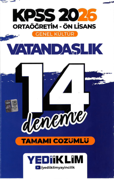 2026 KPSS Ortaöğretim Ön Lisans Genel Kültür Vatandaşlık Tamamı Çözümlü 14 Deneme Yediiklim Yayınları Fotokopi GO - Tüm Sınavlarda Daha İleriye