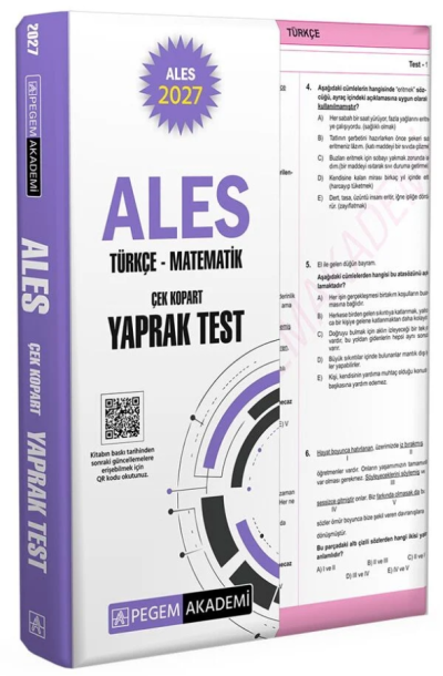 2027 ALES Türkçe Matematik Yaprak Test Pegem Akademi Fotokopi GO - Tüm Sınavlarda Daha İleriye