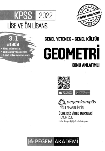 2022 KPSS LİSE VE ÖNLİSANS GEOMETRİ KONU ANLATIMI Fotokopi GO - Tüm Sınavlarda Daha İleriye