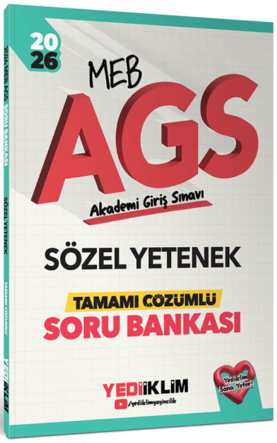 2026 MEB AGS Sözel Yetenek Tamamı Çözümlü Soru Bankası Yediiklim Yayınları