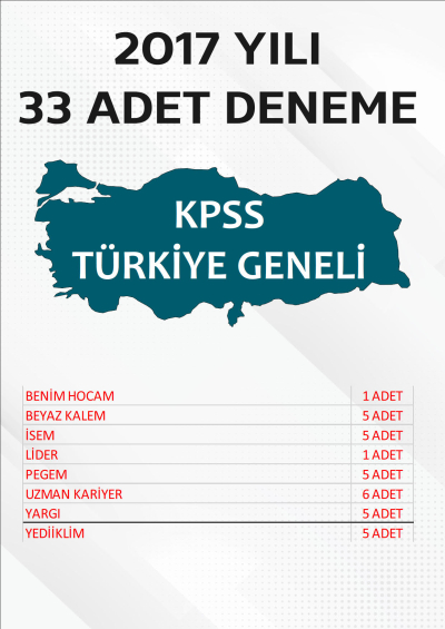 33 ADET TG DENEME 2017 YILI TG LİSTEMİZDEKİ TÜM YAYINLARI KAPSAR (TG109-TG116 ARASI) Fotokopi GO - Tüm Sınavlarda Daha İleriye