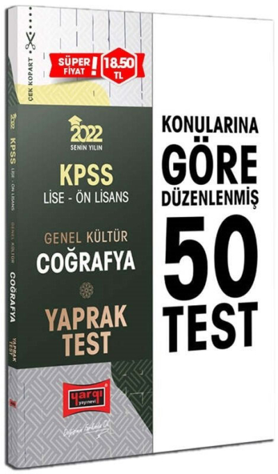 KPSS Lise Ön Lisans Genel Kültür Coğrafya Yaprak Test Fotokopi GO - Tüm Sınavlarda Daha İleriye